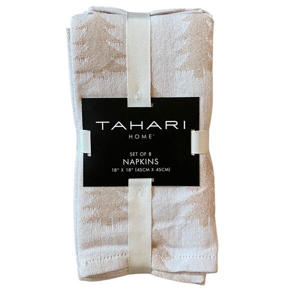 Tahari Christmas Tree Dinner Napkins 18x18 Set of 8 Pink Holiday Shimmer New - Picture 15 of 15